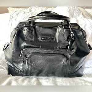 Longchamp Legende Verni Frame Bag Black Patent Leather Oversize/Large